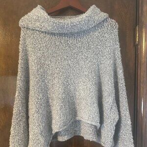 Free People BFF Cozy Slouchy Boucle Cowl Neck Sweater Heather Gray - Size Small